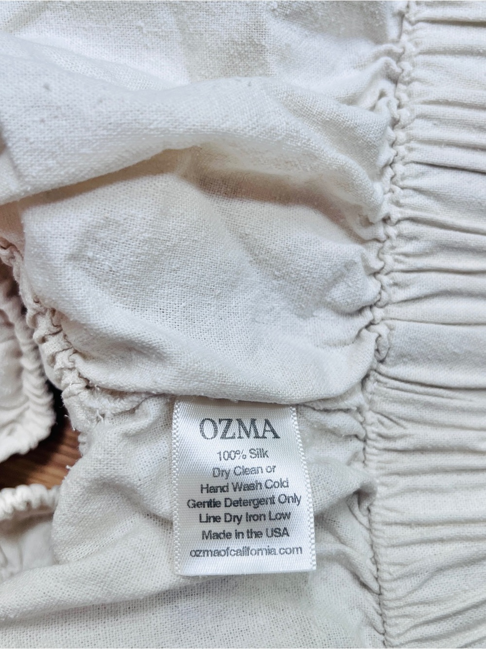 OZMA Sophie Cream Gathered Silk Noil Crop Top Bralette - Picture 5 of 6